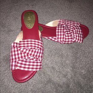 Brand NWT Red Gingham Flat Sandals
